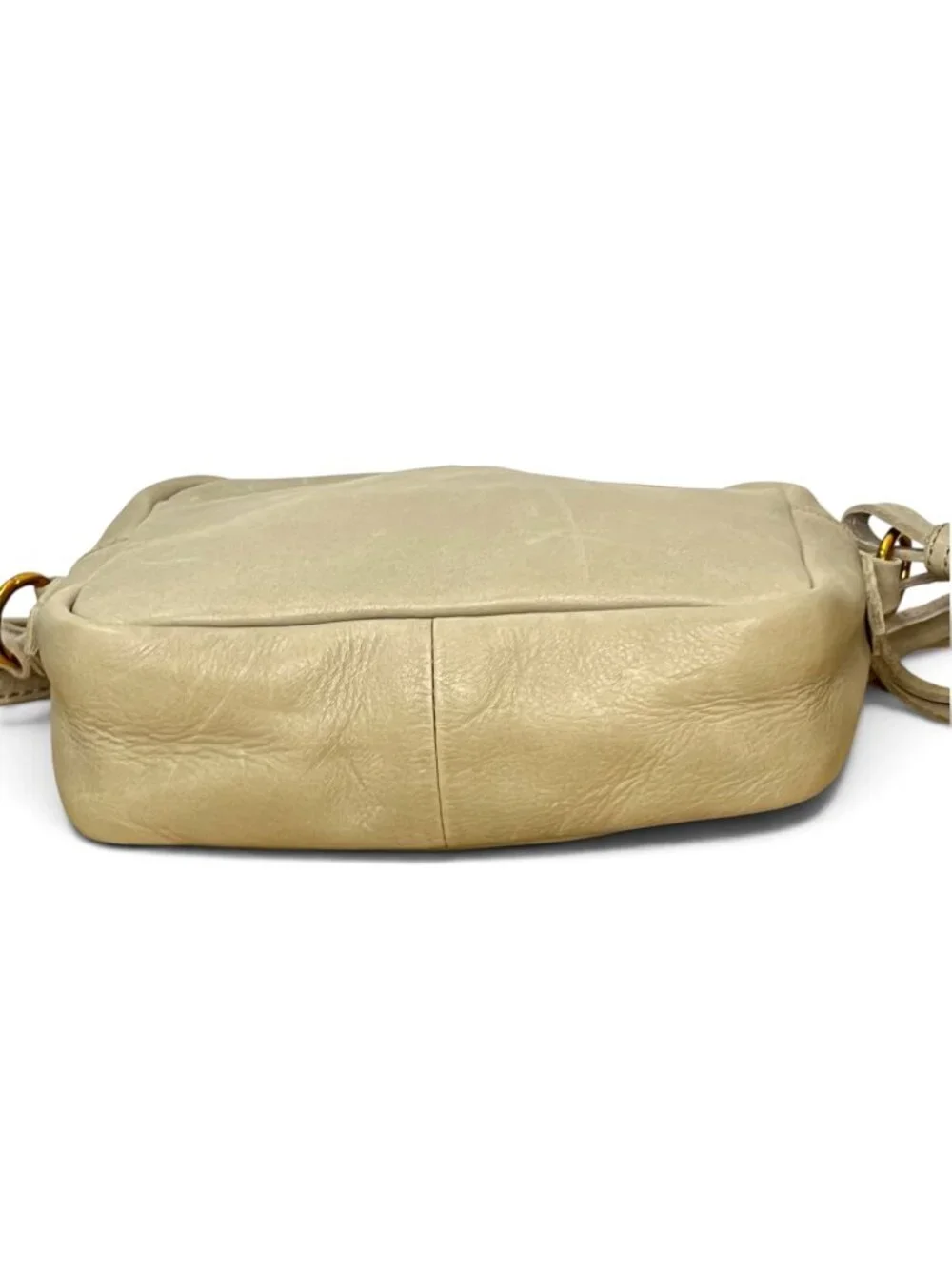 Margot New York Leather Crossbody Bag Beige With Gold Hardware Adjustable Strap